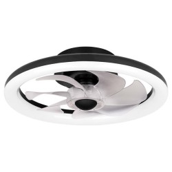 LED griestu lampa Flip 36W+15W ar ventilatoru ar 3 krāsu temperatūrām (3CCT) 40 cm melna