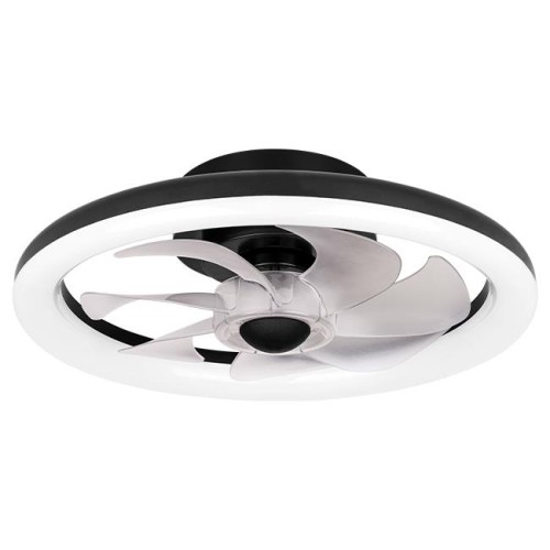 LED griestu lampa Flip 36W+15W ar ventilatoru ar 3 krāsu temperatūrām (3CCT) 40 cm melna