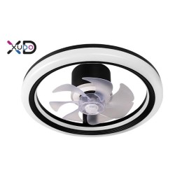 LED griestu lampa XD-LL100RB 45W ar ventilatoru ar 3 krāsu temperatūrām (3CCT) 50 cm melna