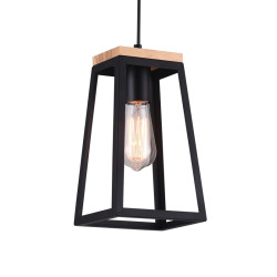 Pendant luminaire PPL026B PLATINET PENDANT LAMP IKAR P1610112 E27 METAL+WOOD BLACK 17x14x28